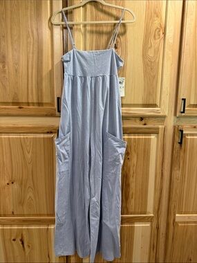 New! Ultra Flirt Size S Light Blue Sleeveless Boho Loungewear Cotton Jumpsuit